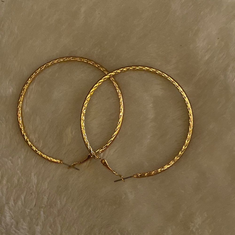 gold sparkling hoops